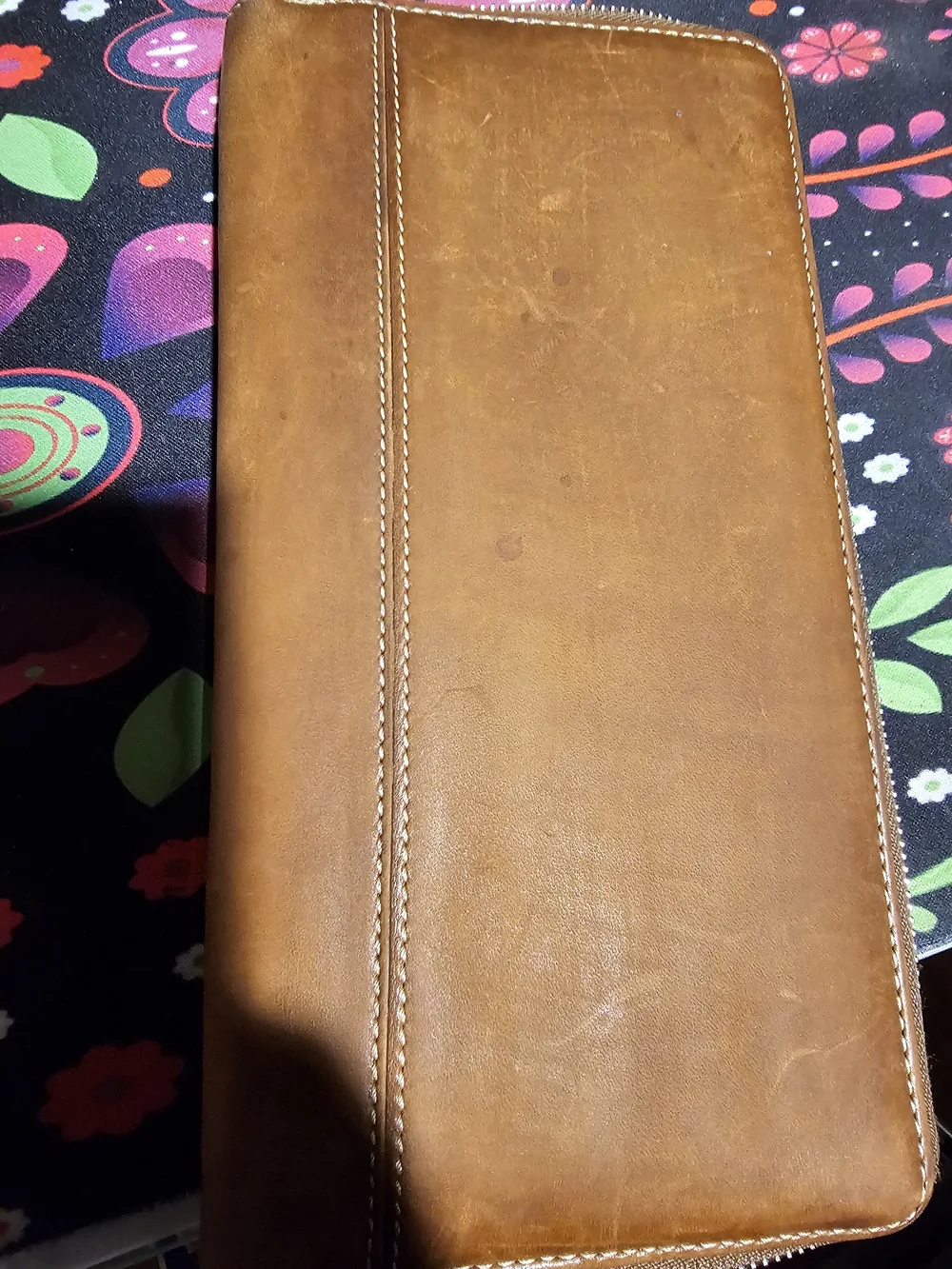 COACH Tan Leather Zip Wallet
